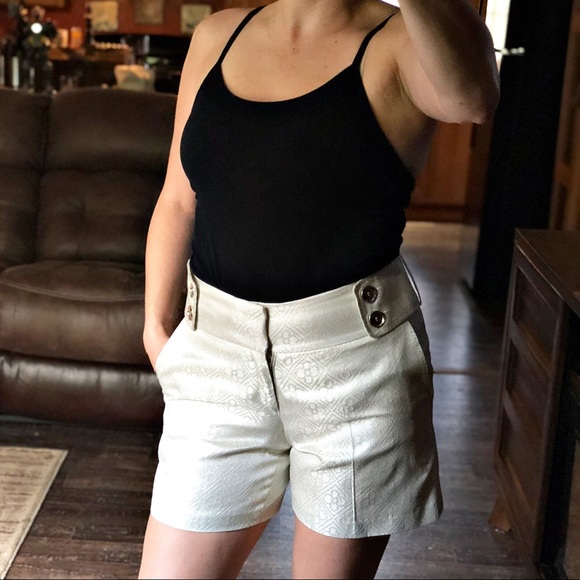 Pink Tartan Pants - Pink Tartan High Waisted Cream Sparkly Shorts NWT